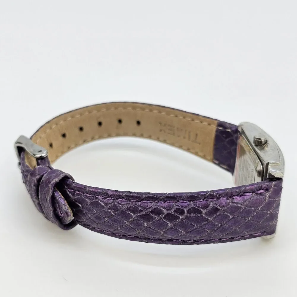 La Mer Collection Women's Watch 22MM White Dial Purple Leather Bands New Battery